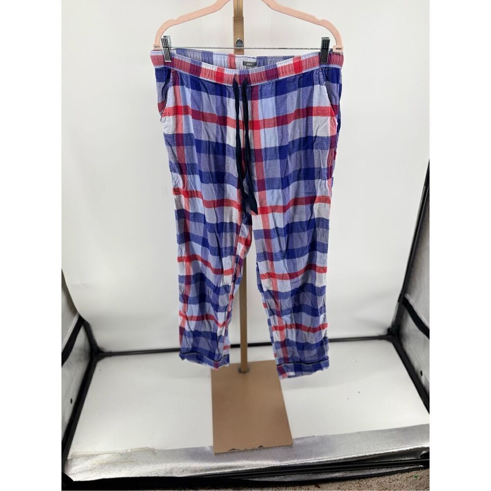 Aerie Plaid Pajama Pants Long Tall Size L Blue Red Plaid